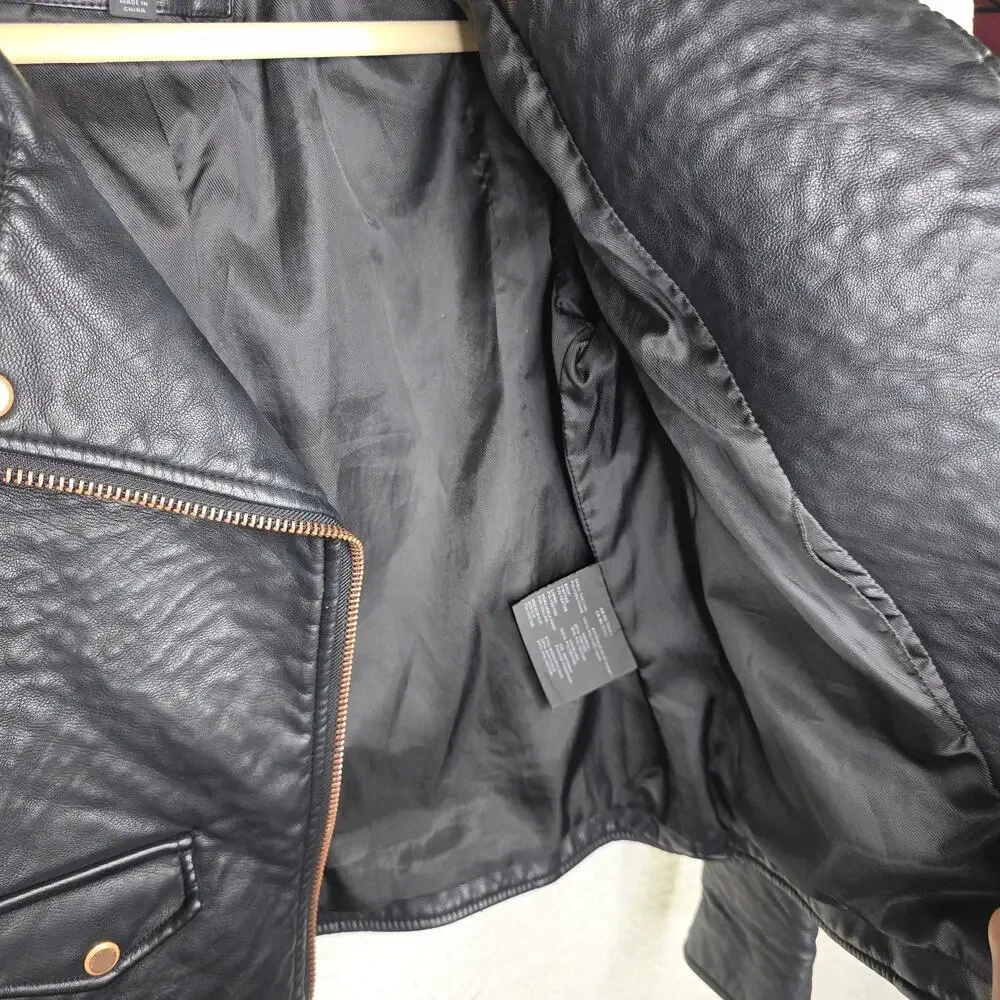 Marc NewYork SzM Faux Black Thick Sturdy 3D surface Moto Biker Jacket Gangster‎